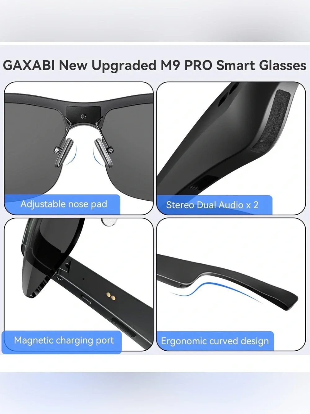 Bluetooth Audio Sunglasses - Black Wireless Smart Shades